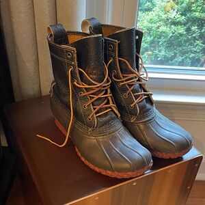 L.L. Bean Men's Bison Green and Brown Rain Boots Vintage Bean Boots